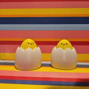 3D Printed Hatching Egg Clicker Fidget Toy 2 pack - Yellow Design with Simple Features, Ideal for Stress Relief and Relaxation