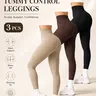 Women’s 3-Pack Ribbed Seamless High-Waisted High-Stretch Athletic Leggings Packs - Tummy-Support Lightweight Elastic Athleisure Fabric, Chic Fit for Gym, Everyday Casual Use