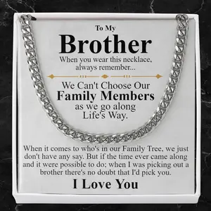 To My Brother Necklace with Message Card | Meaningful Cuban Chain Gift for Big Bro | Birthday, Christmas, Graduation Present from Sister | Keepsake Jewelry in Luxury Gift Box