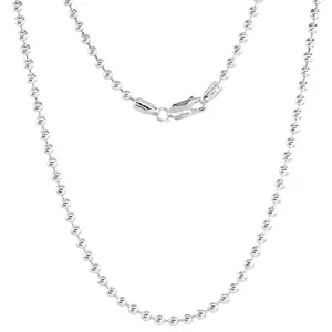 Sterling Silver Round Bead Ball 3mm Necklace Chain Dog Tag