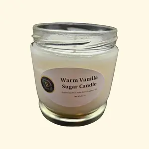 Warm Vanilla Sugar Scented Candle – 12 oz | Handmade Soy Candle | Cozy Sweet Scent | Small Batch | Sweet Serenity Creations
