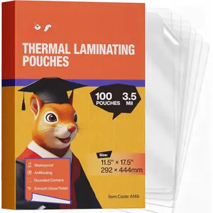3.5Mil Heavy-Duty 100 Pack Menu Laminating Pouches, 11.5"x17.5" Sheets for 11x17 Menu,  Clear Thermal Laminating Paper for Restaurant, Cafe, Bistro - Round Corner, Bubble-Free