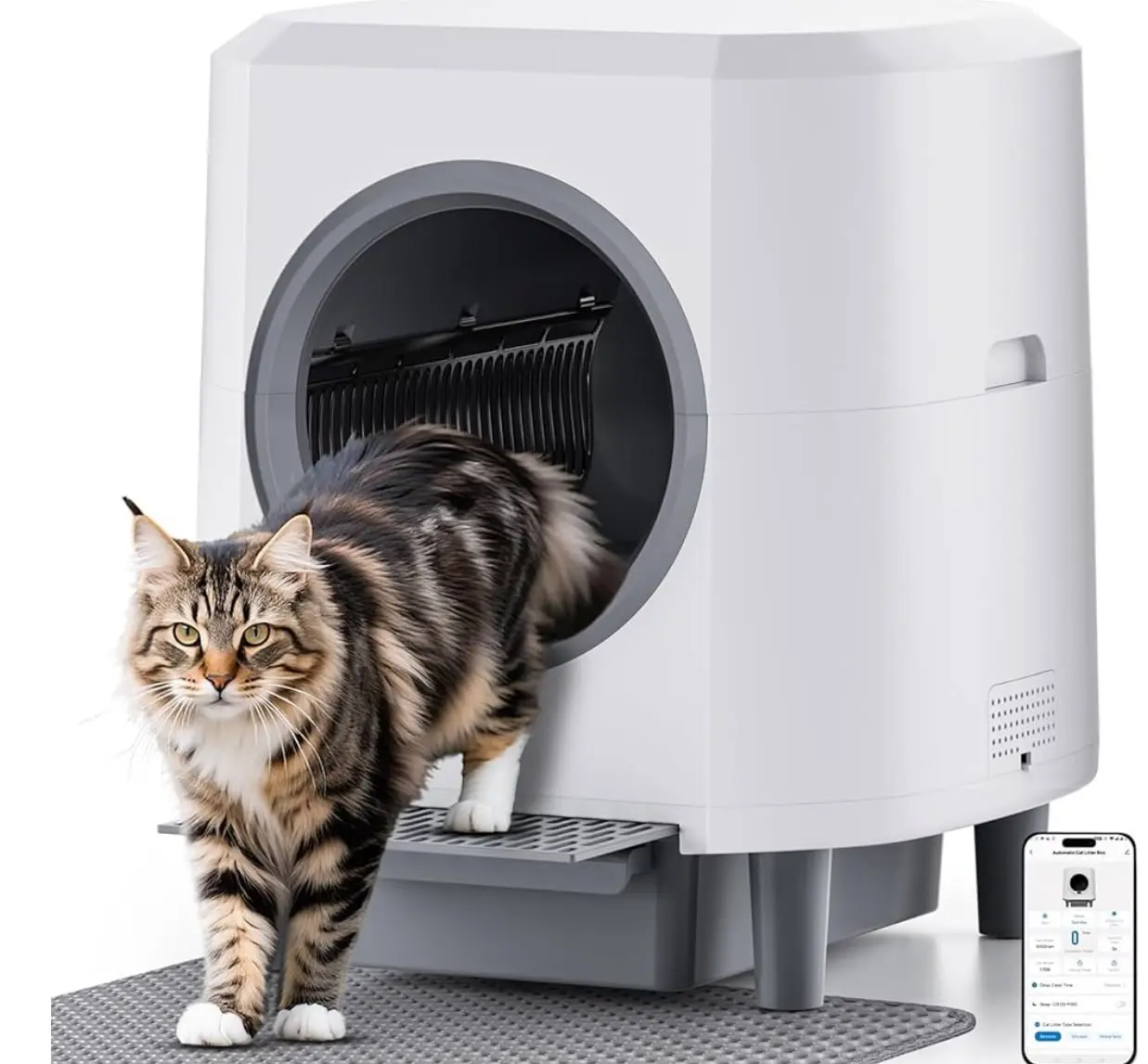 Ellenpent Automatic Cat Litter Box, Self Cleaning Litter Box, Odor Control, 90L Large Capacity with APP Control