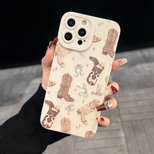 Bowknot & Boots Pattern Phone Case, Cute Phone Case, Decorative Phone Protector Cover Compatible with iPhone, Casing