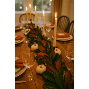 Fresh Magnolia Garland (6 ft Length) for Fall Table Centerpieces, Thanksgiving Decor, and Fall Weddings (TK)
