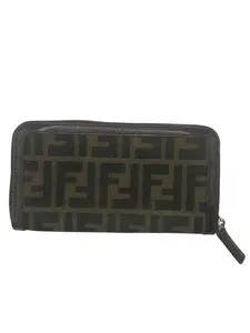 Pre-owned FENDI Canvas Wallet Zucca Long Zippy Perfect For Daily Use