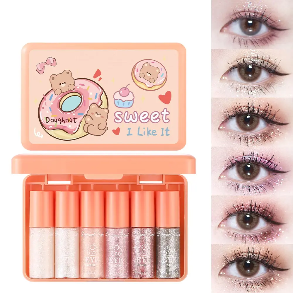 Liquid Glitter Eyeshadow Set - 6 Vibrant Shimmering Shades, Smooth, Long-Lasting, Waterproof, Dry First Eye Cosmetic, Makeup Gift for Adult Women for Mother's Day, Valentine's Day, Birthdays