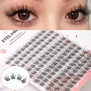 120 Cluster False Eyelashes, Cartoon Style Natural Look, Dense and Fluffy, Realistic Cross Design, Perfect for Beginners, DIY False Eyelashes