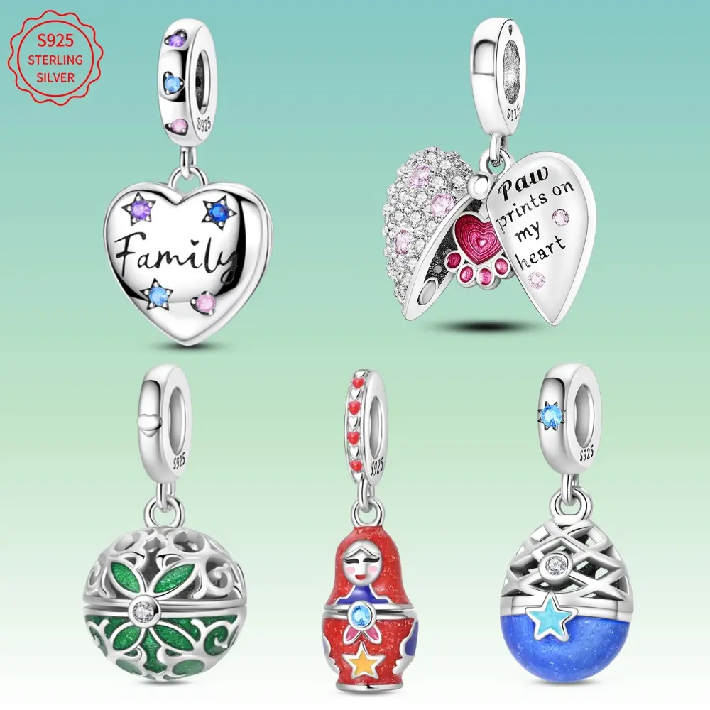 925 sterling silver, openable heart pendant, surprise egg pendant, suitable for DIY pendant making with original 3mm bracelet necklace, ideal for women's gifts, suitable for birthday parties.