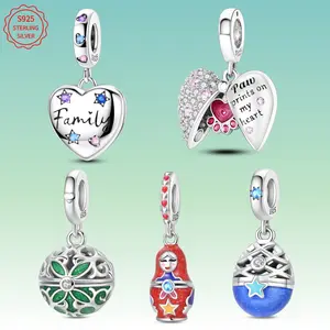 925 sterling silver, openable heart pendant, surprise egg pendant, suitable for DIY pendant making with original 3mm bracelet necklace, ideal for women's gifts, suitable for birthday parties.