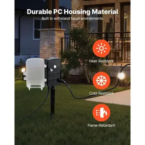 VEVOR Outdoor Power Stake Waterproof, 50 FT Extension Cord, Outdoor Power Strip, Weatherproof with Cover and Overload Protection, 6 Outlets, 15A/1875W for Halloween/Christmas Lights DecorationsVEVOR Super Brand Day