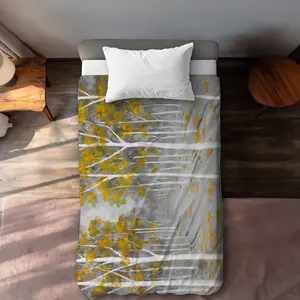 360 Stand Twin Size Extra Long Duvet Cover - Birch Forest Contemporary Tree Print, Forest Scene Design, Fade-Resistant Microfiber Bedding & Linens for Home Decor, Decorative Duvet Covers, Botanical Duvet Covers