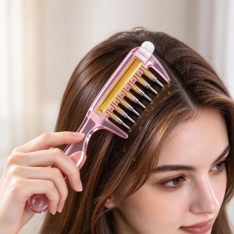 Refillable Scalp Liquid Applicator Comb - Hair Oil Applicator & Scalp Massage Comb Tool with Plastic Teeth, Root Care, Gentle Scalp Massage & Moisturizing, Targeted Hair Treatment Delivery
