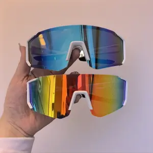 Unisex Resin Frame Cycling Sunglasses - Black Square Frame, Blue Lenses, Windproof Sun-Protective Sports Goggles for Cycling, Fishing