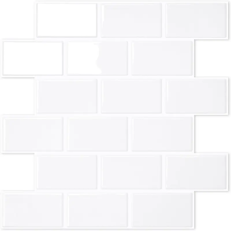 STICKGOO Thicker Design White Subway Tile Peel and Stick Backsplash, 12”×12” Stick on Wall Tiles, Self Adhesive Tile Sticker for Kitchen Backsplash and Bathroom Easy Installation Durable