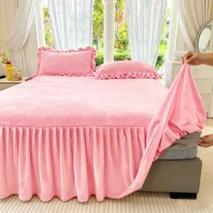 Milk Velvet Bed Skirt Set, Cloud Soft Touch, Moisture Wicking, Eco-Friendly, Perfect Gift for Family, All-Season Bedroom Accessories, Soft Bedding Sets