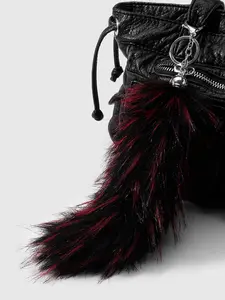 Vintage Sweet Cool Fashion Multicolor Plush Gradient Fox Tail Keychain Bag Charm, Street Style Animal Print Design