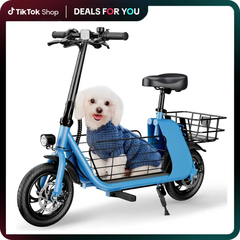 Windhorse C2-Cargo Electric Scooter with Seat Basket, 12.5'' Electric Commuting Scooter Adults 15.5MPH & 20 Miles Long Range, 450W Motor, Dual Disc Brakes, Foldable E-Scooter with Comfort Seat for Pets & Cargo, 265LBS Load