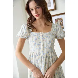 FLORAL LACE TRIM FRONT HOOK & EYE MINI DRESS