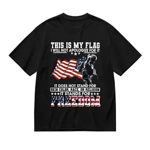 Patriotic Freedom American Flag T-Shirt, Bold USA Pride Cotton Tee, Supportive Casual Top for Veterans