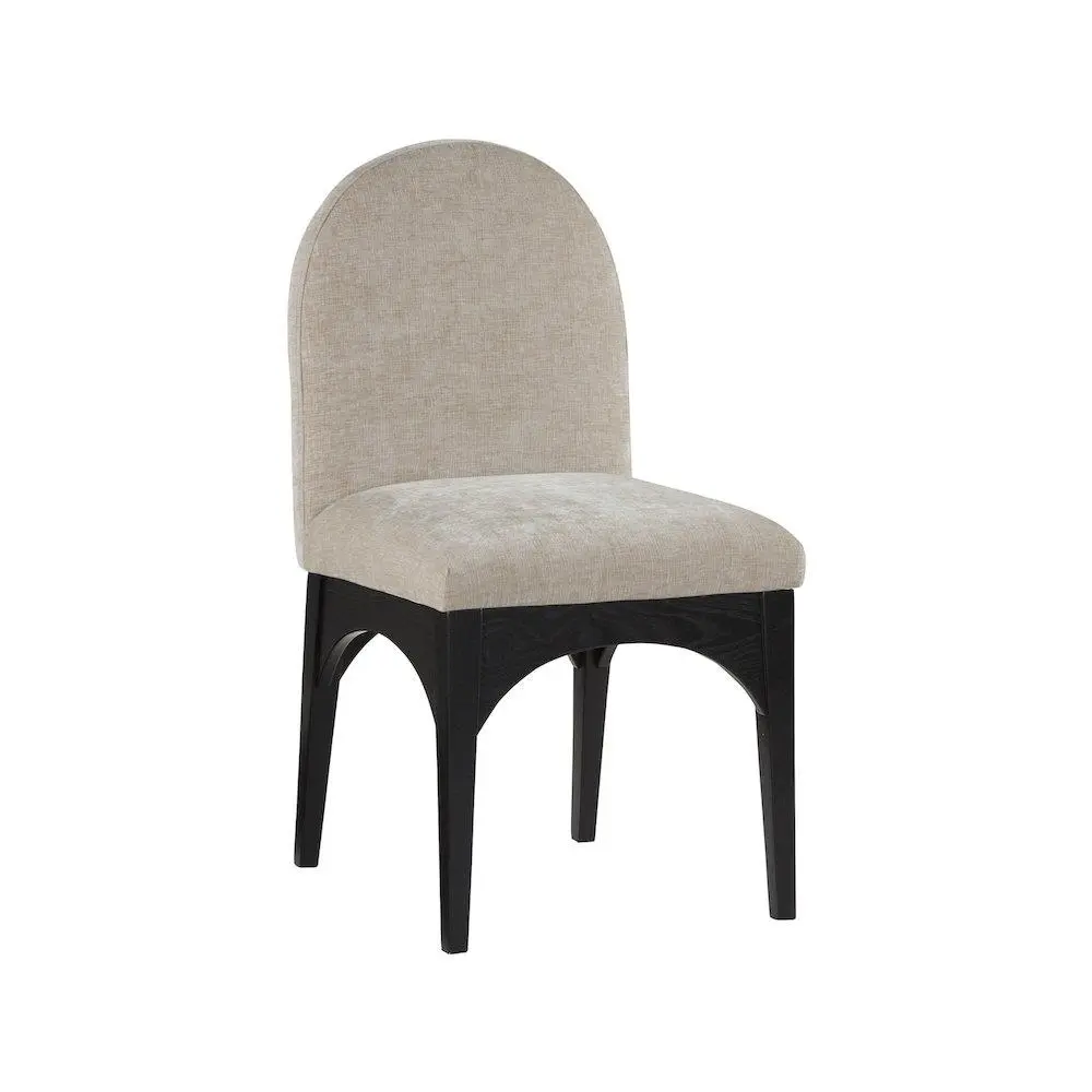 Waldorf Beige Chenille Fabric Dining Chair, Plush Seat, Solid Ash Wood