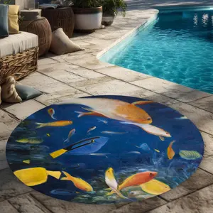 Begin Home Decor C1COAR55LM6N16 5 x 5 ft. Colorful Fish Under the Sea - Outdoor Area Rug for Home Decor - Round