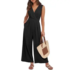 ANRABESS Women Jumpsuits Sleeveless V Neck Elegant Dressy Casual Backless One Piece Pants Romper 2026 Summer Outfits