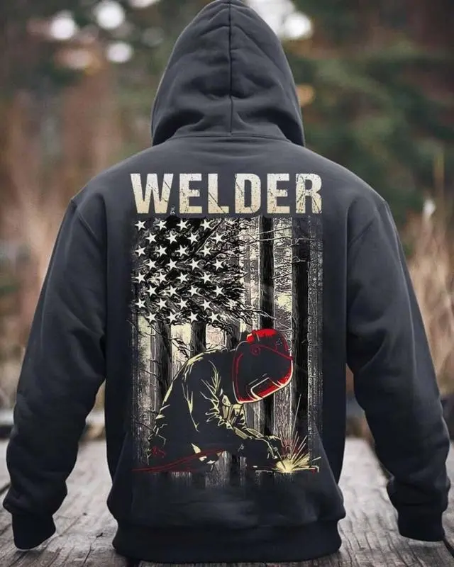 Welder Hoodie, USA Flag Hoodie, Welder Hoodie Pullover, Gift For Welder, Welder Gift for him, Proud Welder With American Flag