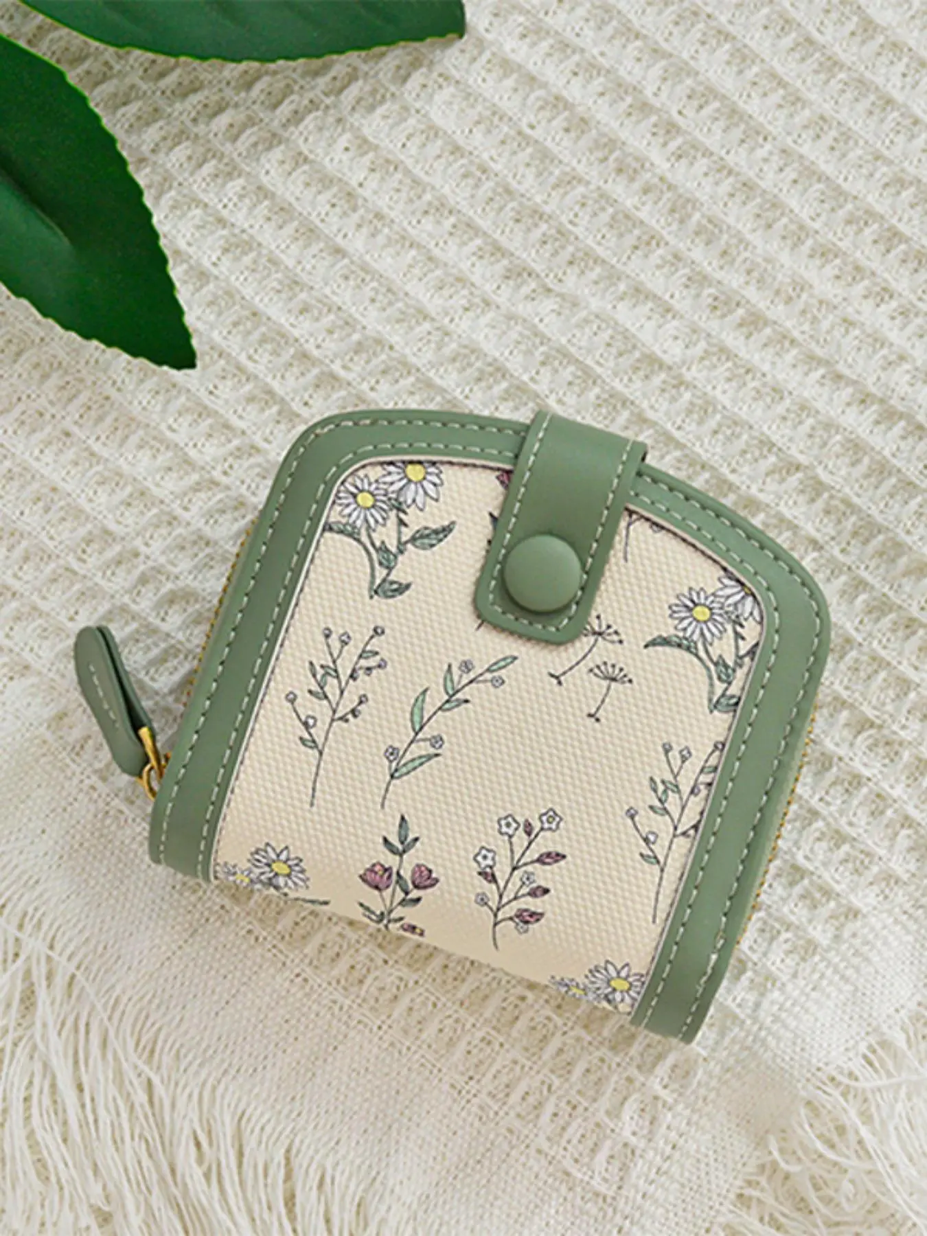 Women's Cute Plants Pattern Zipper Coin Purse, Fashionable PU Leather Coin Purse for Daily Used, Casual Trendy Versatile High-quality Daily Commuting