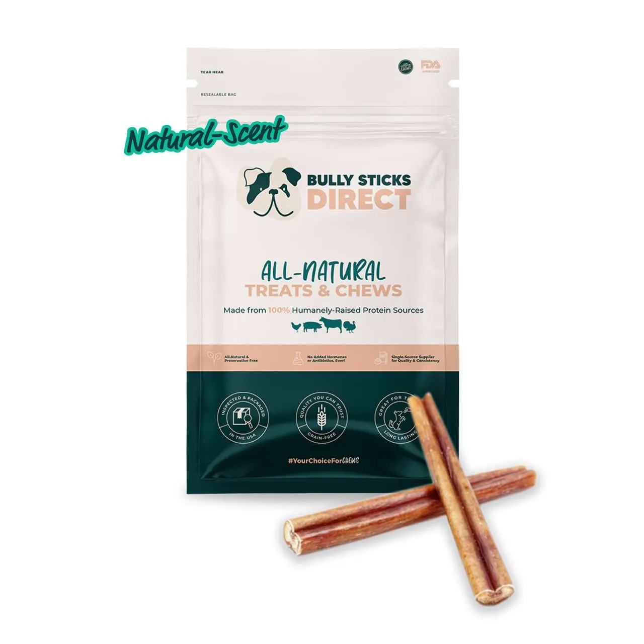 Bully Sticks Direct 6" Select Bully Sticks - Natural Scented 100% Beef Chews for Dogs - Medium Thickness - Grain-Free - High Protein Low Fat - All-Natural Treats for Small & Medium Dogs