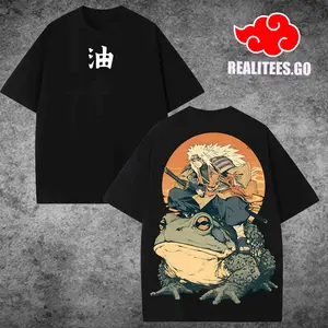 [realitees.go] Jiraiya Naruto Anime Double Printed Vintage T-Shirt vs Hoodle Unisex Oversize Anime Manga Heavyweight Cotton T-shirt Gift For Anime Fan Anime Lover aot
