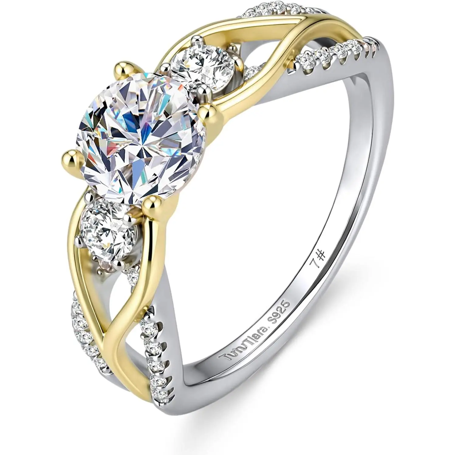 Women's Moissanite Promise Rings - 1-2CT Twisted Artificial Gemstone Engagement Rings