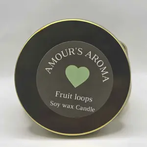 Amour's Aroma Fruit Loops Soy Wax Candle 8 oz Fruity Scent Inspired by Classic Cereal Clean Long Lasting Burn