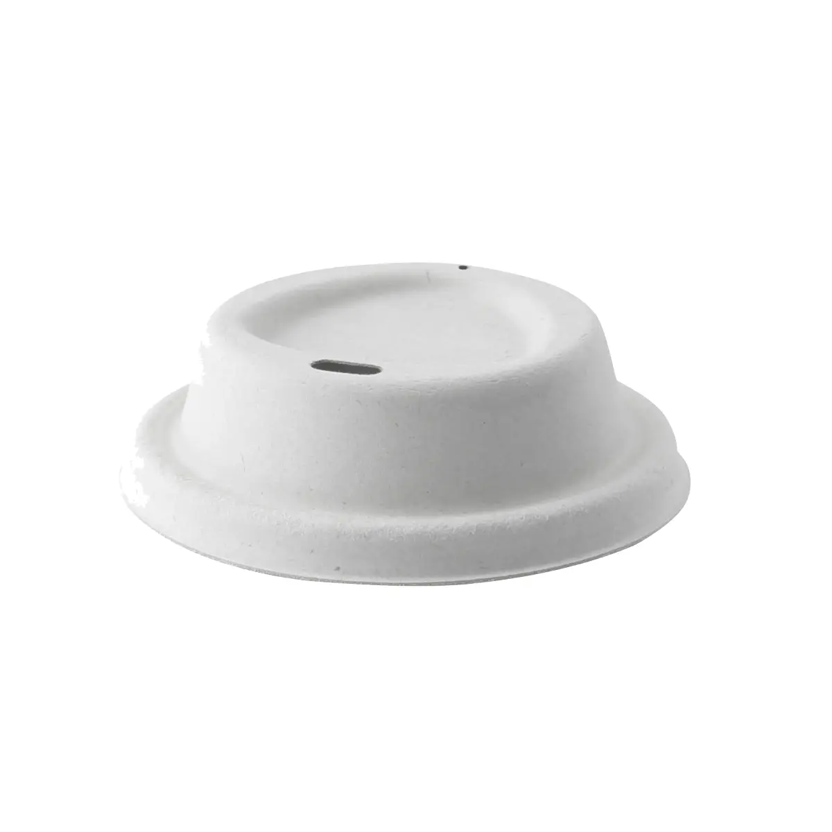 Packnwood White Sugarcane Fiber Coffee Cup Lid - 3.14 In. Size, Hole Design, 1000 Piece Kitchenware Drinkware Accessory