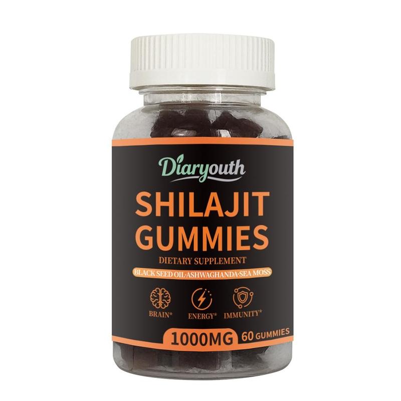 Shilajit Gummies with Ashwagandha, Black Seed Oil and Sea Moss, Lab-Tested for Purity, Helps Boost Energy & Immunity 60 Gummies, Shilajit for men and women