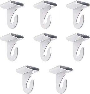 8 Pair Drop Ceiling Hooks for Hanging,White Heavy Duty Ceiling Hooks,Metal T-Bar Hooks,Suspended Ceiling Tile Hook Ceiling Clips for Home Classroom Grid Office & Decorations Gansita-001
