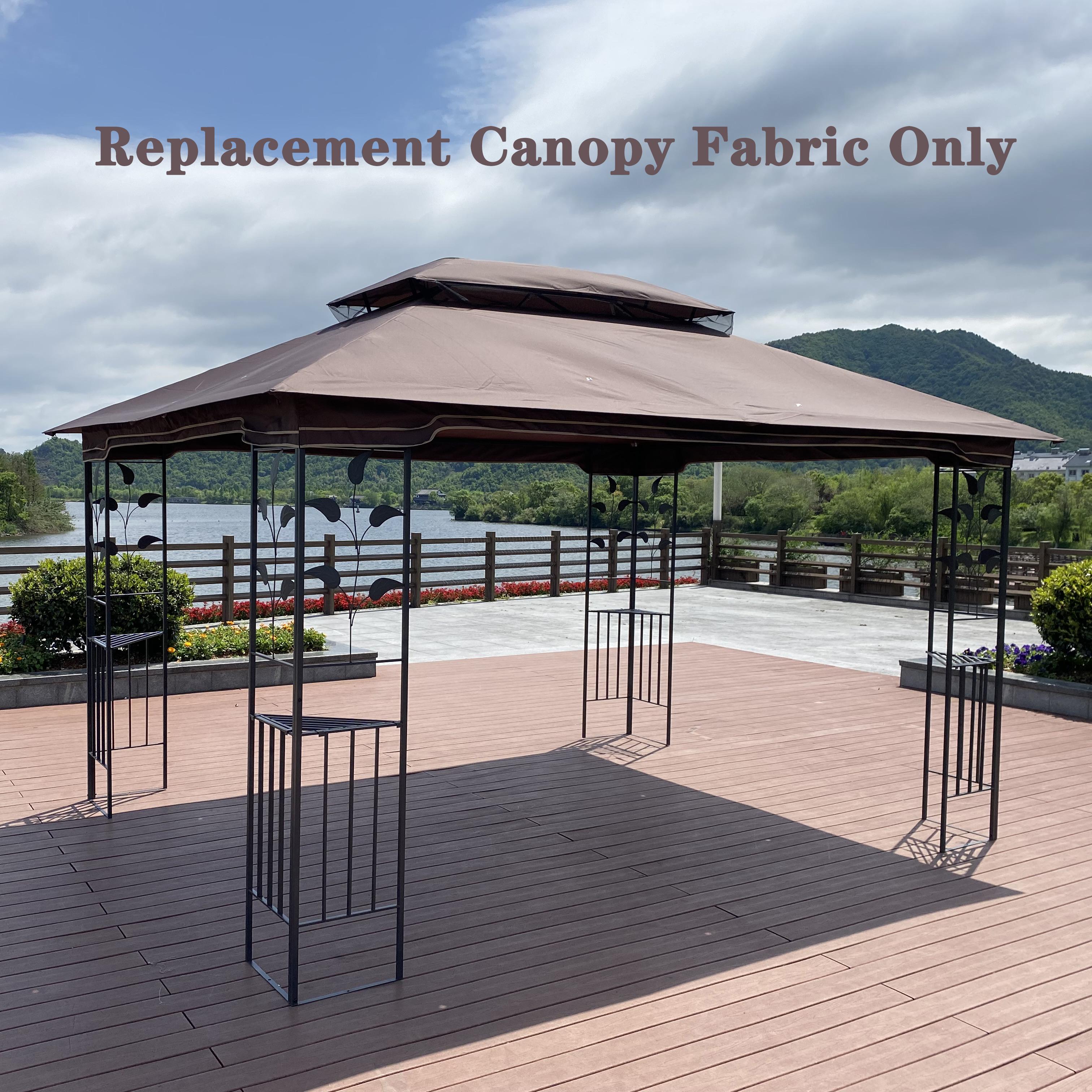 SAVEYOUR Brown Double Roof Gazebo Canopy Top Replacement 13x10FT Durable Polyester UV Protection Water-Repellent Patio Shade Fabric