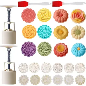 Powerful Mooncake Mold Press 50g BathBomb Molds, Mid Autumn Festival Mooncake Molder and Cake Mould 50g/75g/100g (A-(50g-6pcs) ct+(50g-6pcs) 3D)