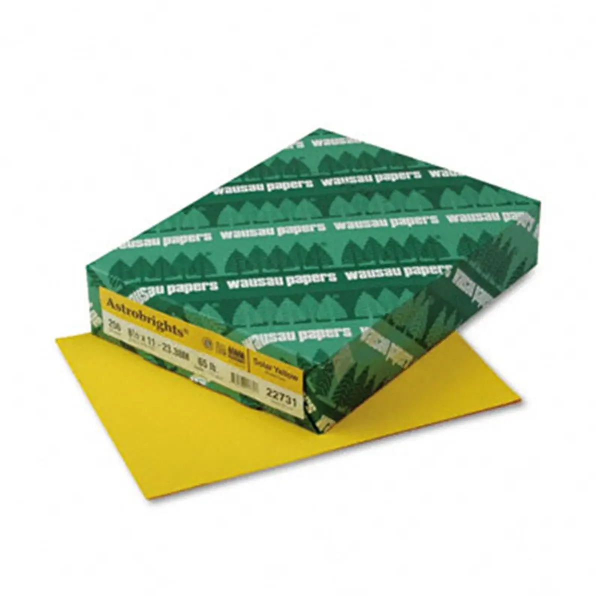 Wausau Papers Astrobrights Colored Card Stock - 65lb Heavyweight, Solar Yellow, Letter Size Acid-Free Color-Coded Stationery, 250 Sheets/Pack for Menus, Acid-Free Paper, Color-Coded Paper