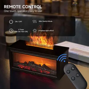 Fireplace Humidifier Diffuser, 7 Colors Flame Diffuser for Essential Oils, Fire Aroma Diffuser with Remote, Air Humidifiers Aromatherapy Diffuser for Home, Bedroom, Office,Yoga, Humidifier Atmosphere Light