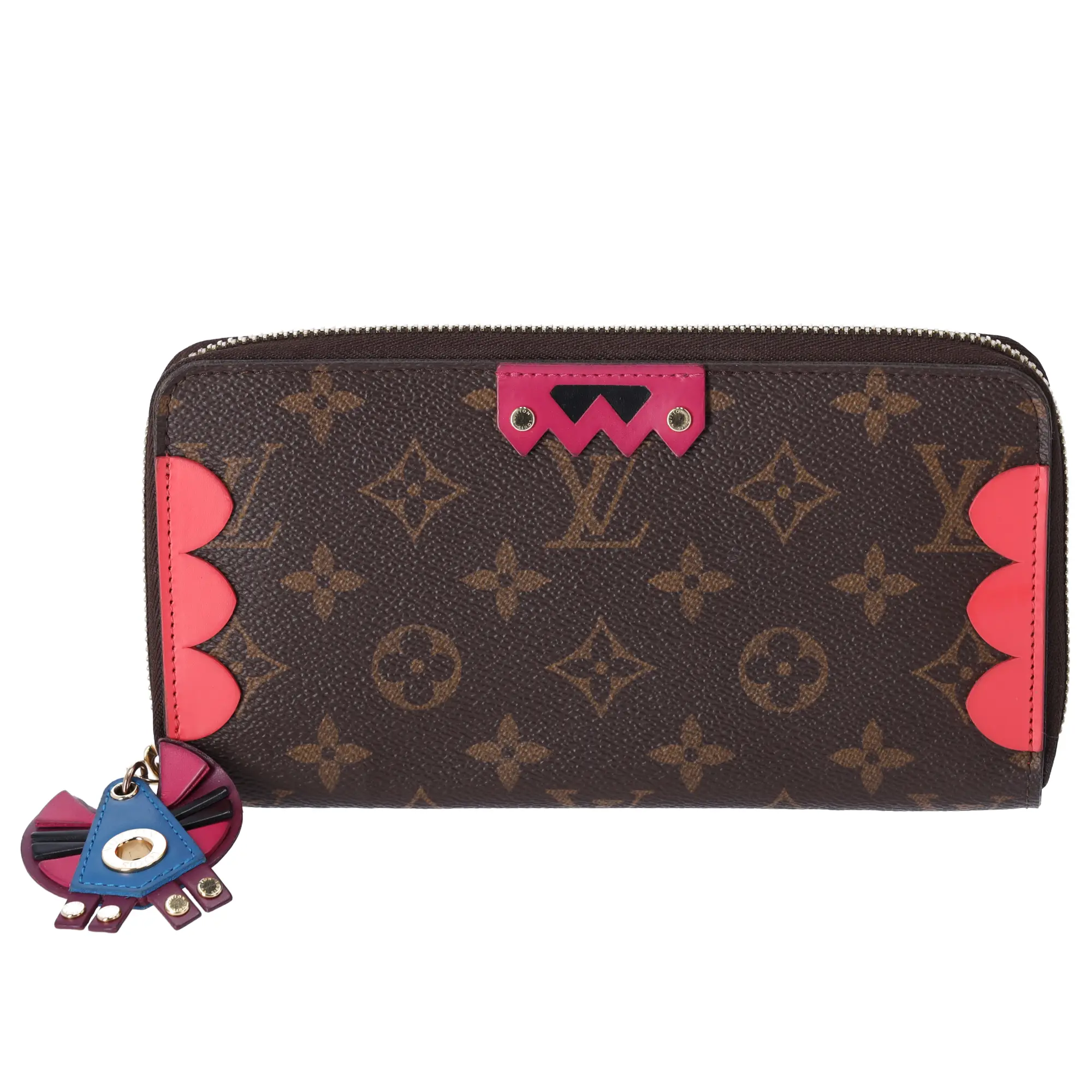 Pre-owned Louis Vuitton Canvas Small Leather Goods Wallet Brown Monogram M61364 Zippy Wallet Totem Flamingo