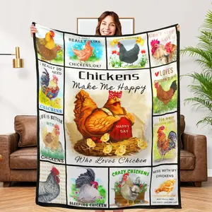 Chicken Blanket, Soft Fuzzy Flannel Plush Chicken Gifts Throw Blanket for Couch Sofa Bed Chicken Decor 60x50