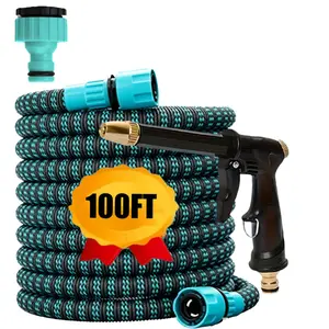 High-Pressure Garden Hose Set - 3x Expandable Retractable Design - Durable Rubber Material - American Standard Connector - Suitable for Outdoor Home Cleaning and Car Washing - Multifunctional Garden Tool Kit