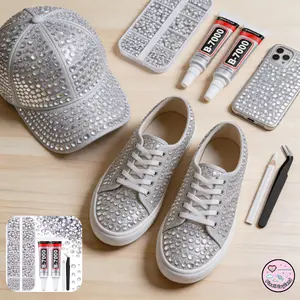 6100Pcs Resin Rhinestones for Crafting with 2Pcs 10ml B7000 Jewelry Glue, 1 Box Flatback Crystals Diamond (Clear) for Bedazzling Crafts DIY Nail Art Non Hotfix Gems for Clothing Shoes Tumblers