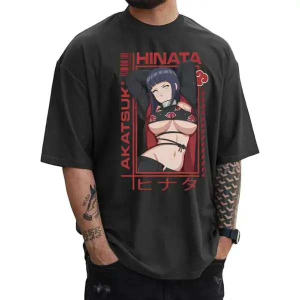 Naruto Hinata Hyuga Pure Cotton T-Shirt A Gift for Anime Fans S-4XL 5XL Soft Cotton Comfortable Everyday Wear Black T-shirt Unisex Couple T-shirts, White T-shirt Casual Unisex Apparel