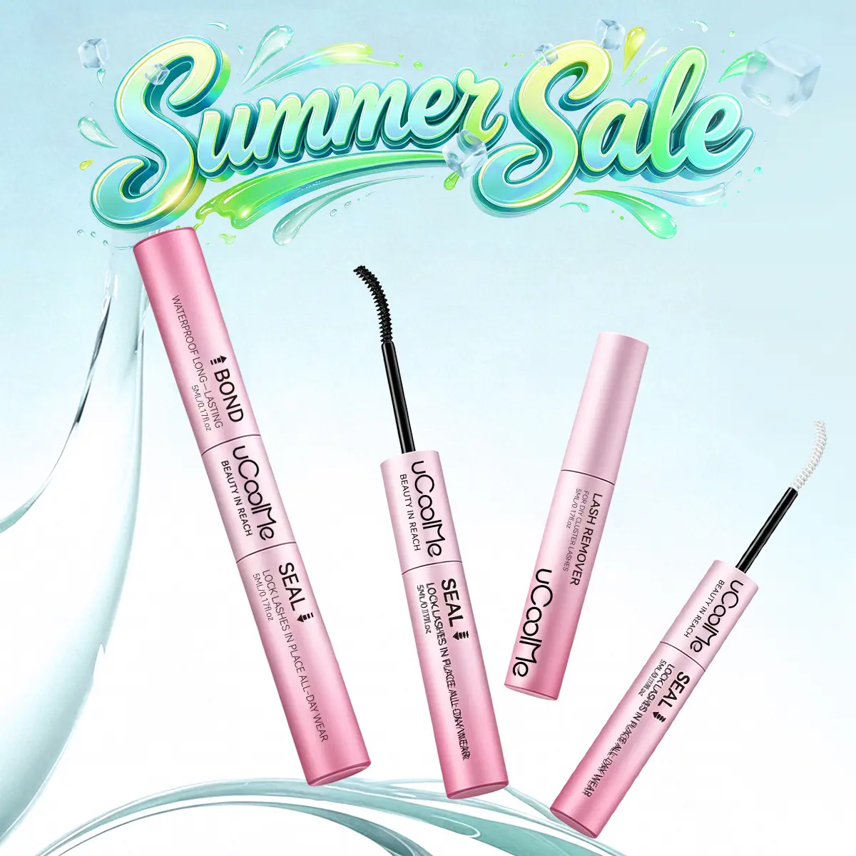 2.0 pro uCoolMe 3In1 Lash Bond & Seal, Waterproof Strong-Hold for Cluster Lashes, Super Easy for Beginners, Windproof With Lash Remover Summervibes