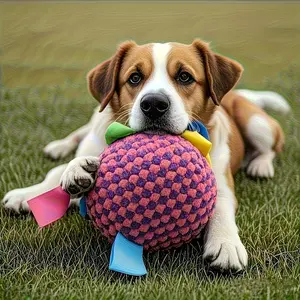 Heavy-Duty Chew Resistant Dog Ball with Bell, Interactive Tug Toy for Aggressive Chewers, Non-Toxic Soft Training Ball for All Sizes and Breeds, Durable Chew
