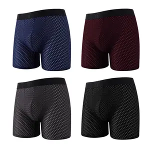 Men's Ice Silk Mesh Long Leg Boxer Briefs Graphene Antibacterial Cooling Breathable Underwear for Adult Males Big and Tall Sizes S 3XL