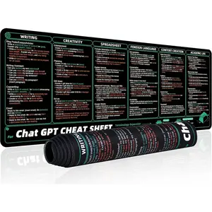 Commands Shortcuts  Pad for ChatGPT-80x30x0.2 cm Extended Large Cheat Sheet Mousepad PC Office Spreadsheet Keyboard  Mat Non-Slip Stitched Edge 0447