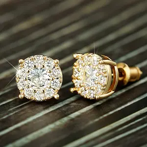 Elegant Gold-Plated zirconia Stud Earrings – Chic, Versatile All-Season Gift Perfect for Daily & Party Wear